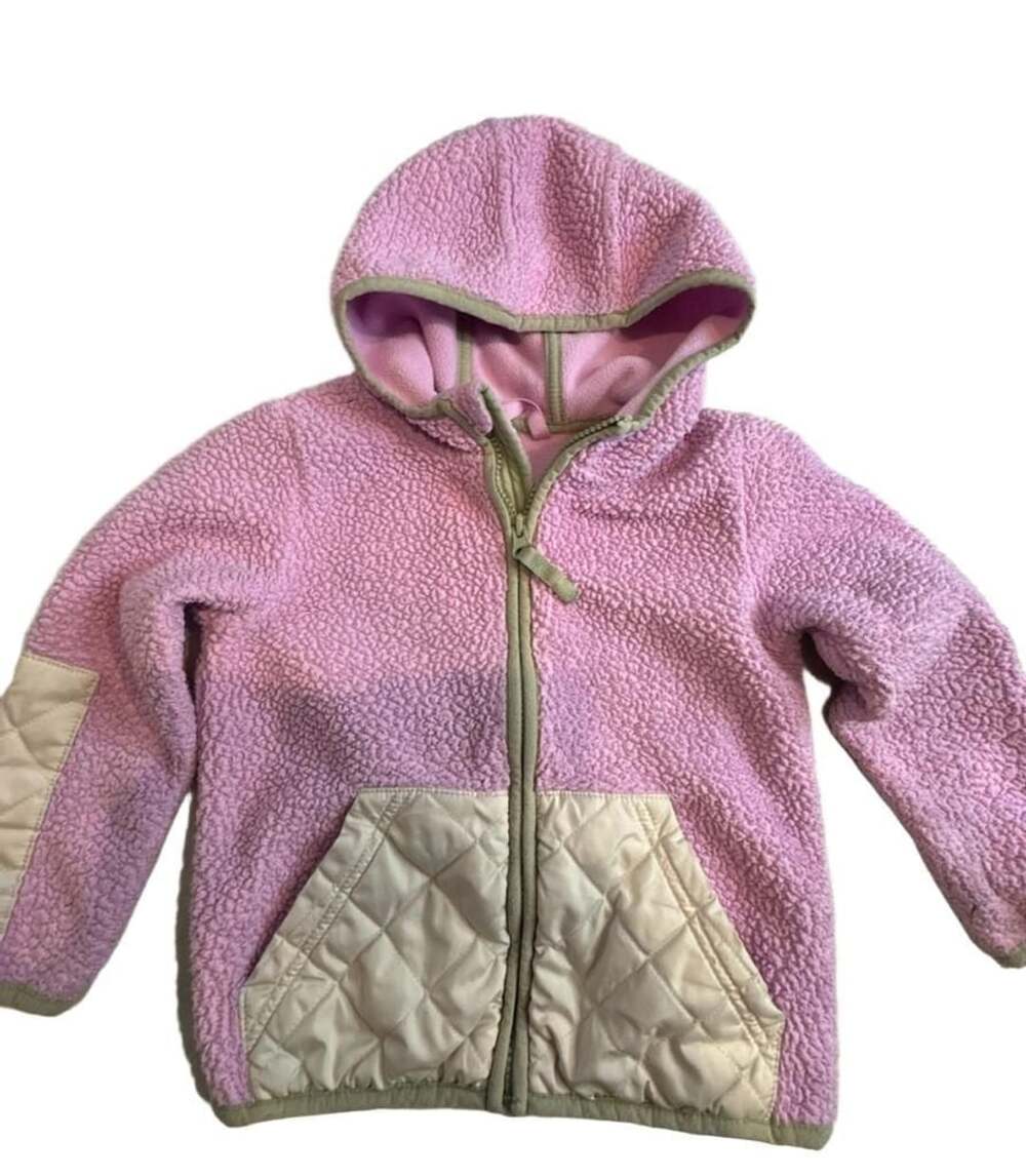 Cat & Jack Pink Sherpa Fleece Jacket Size 4T Hooded Full Zip